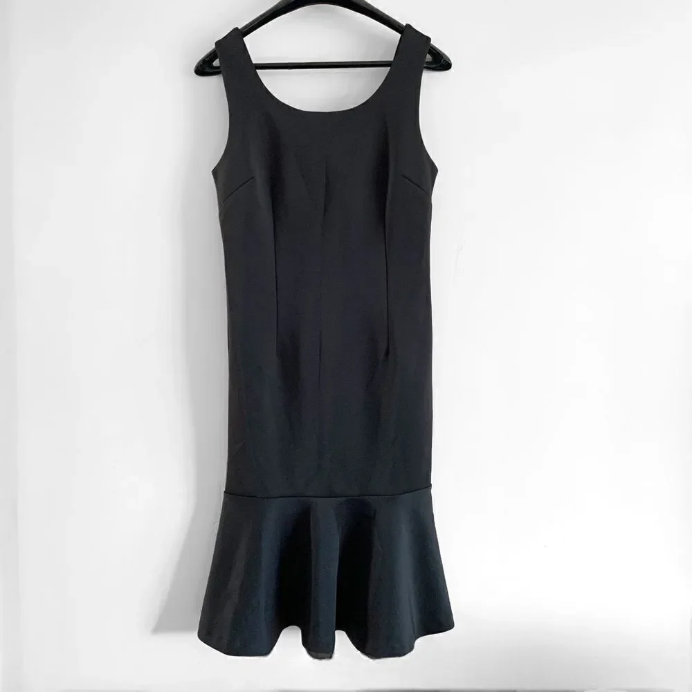Carmen Marc Valvo Black Ruffle Hem Dress